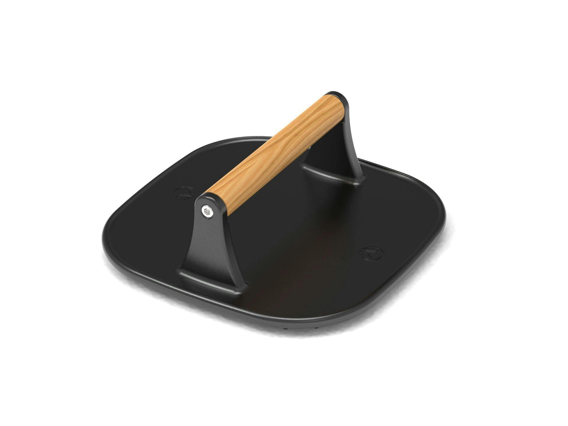 PADERNO Signature Pre-Seasoned Cast Iron Panini & Burger Grill Press, Black, 19.5x19.5cm