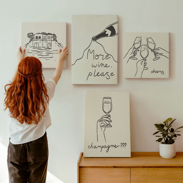 Obraz canvas 4 częściowy Wino szampan |40x40, 40x60| Wallfluent