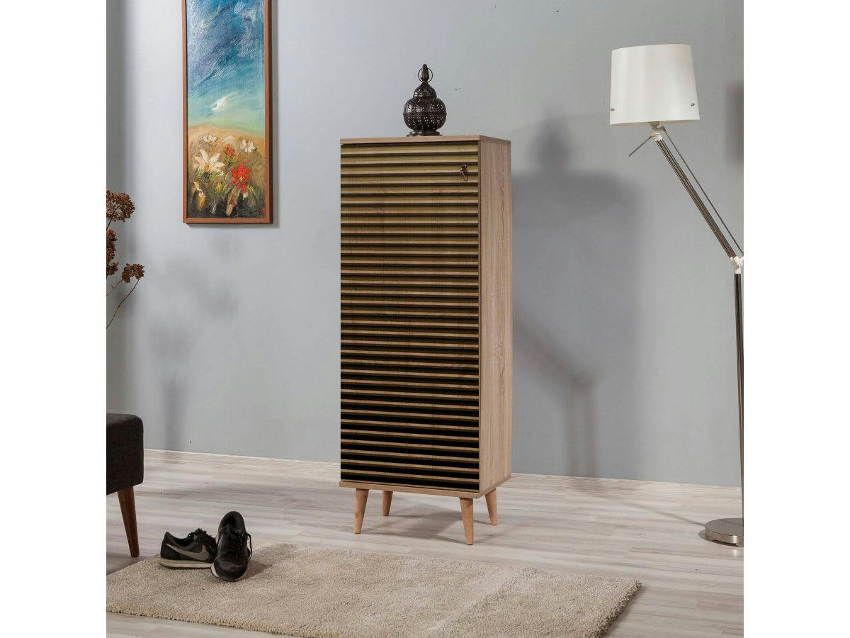 BENTO - BENTO Meuble à chaussure bois clair et gris