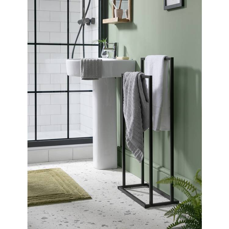 Habitat 2 Tier Freestanding Towel Rail - Black