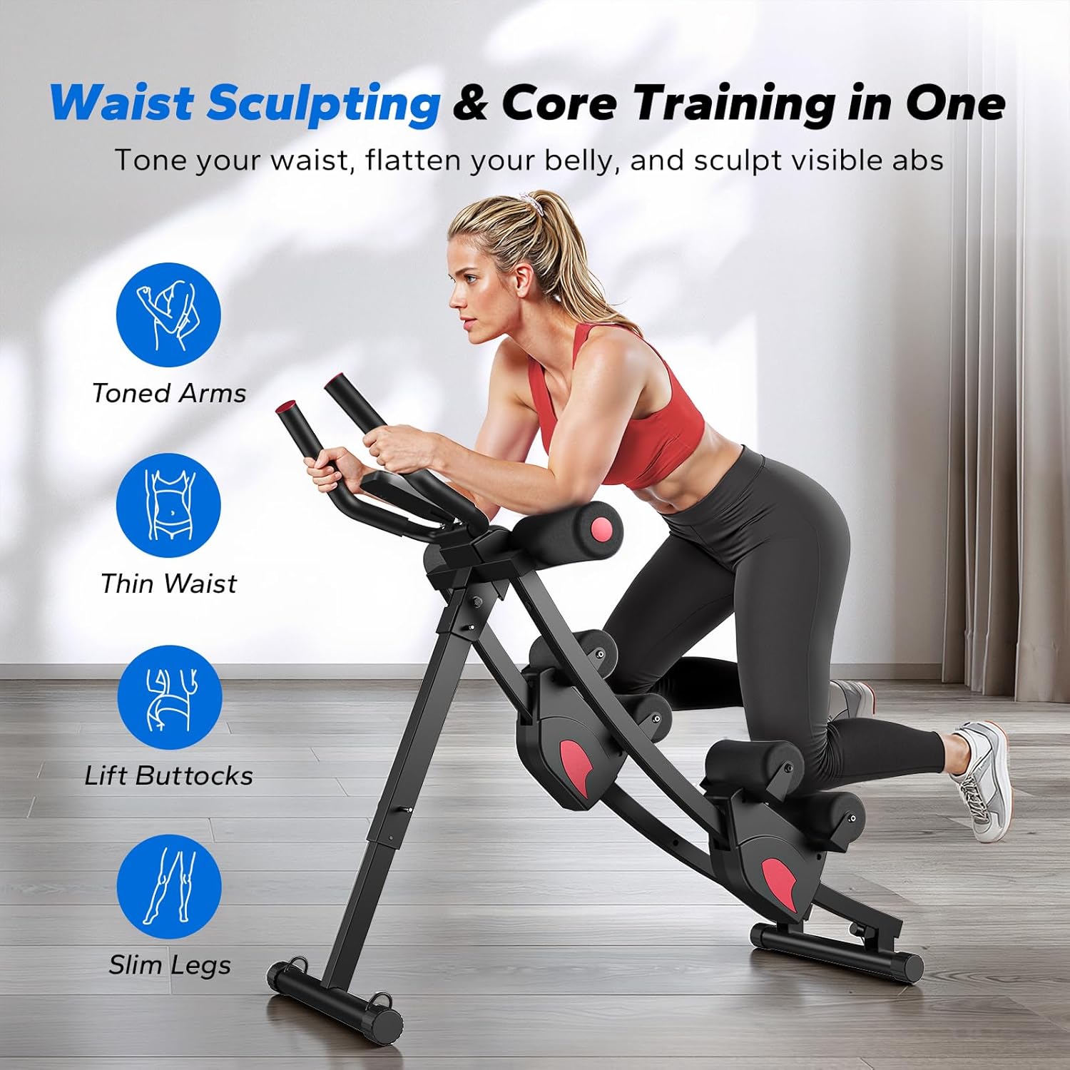 MERACH Ab Machine, Adjustable Ab Trainer Machine, AB Workout Equipment for Home Gym, Independent Dual Tracks for Mountain Climber, Foldable for Home Exercise, Load Capacity 440 LBS
