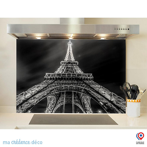 Crédence cuisine fond de hotte Tour eiffel - Verre trempé - L 90 cm x H 50 cm - MaCrédenceDéco