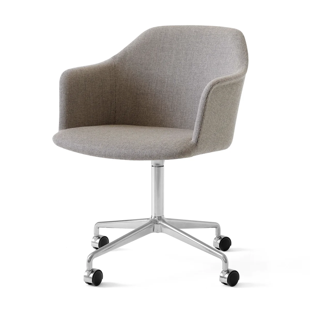 &Tradition - Rely HW50 Armlehnstuhl mit Rollen, Aluminium poliert / Kvadrat Re-Wool 218