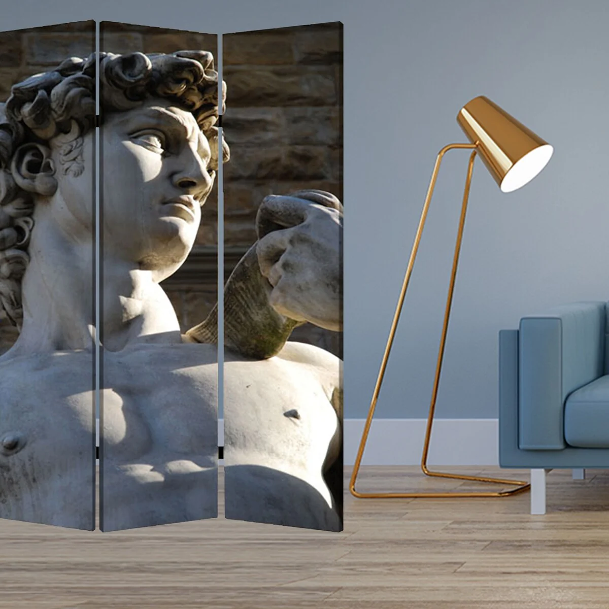 1 X 48 X 72 Multi Color Wood Canvas Rome Screen