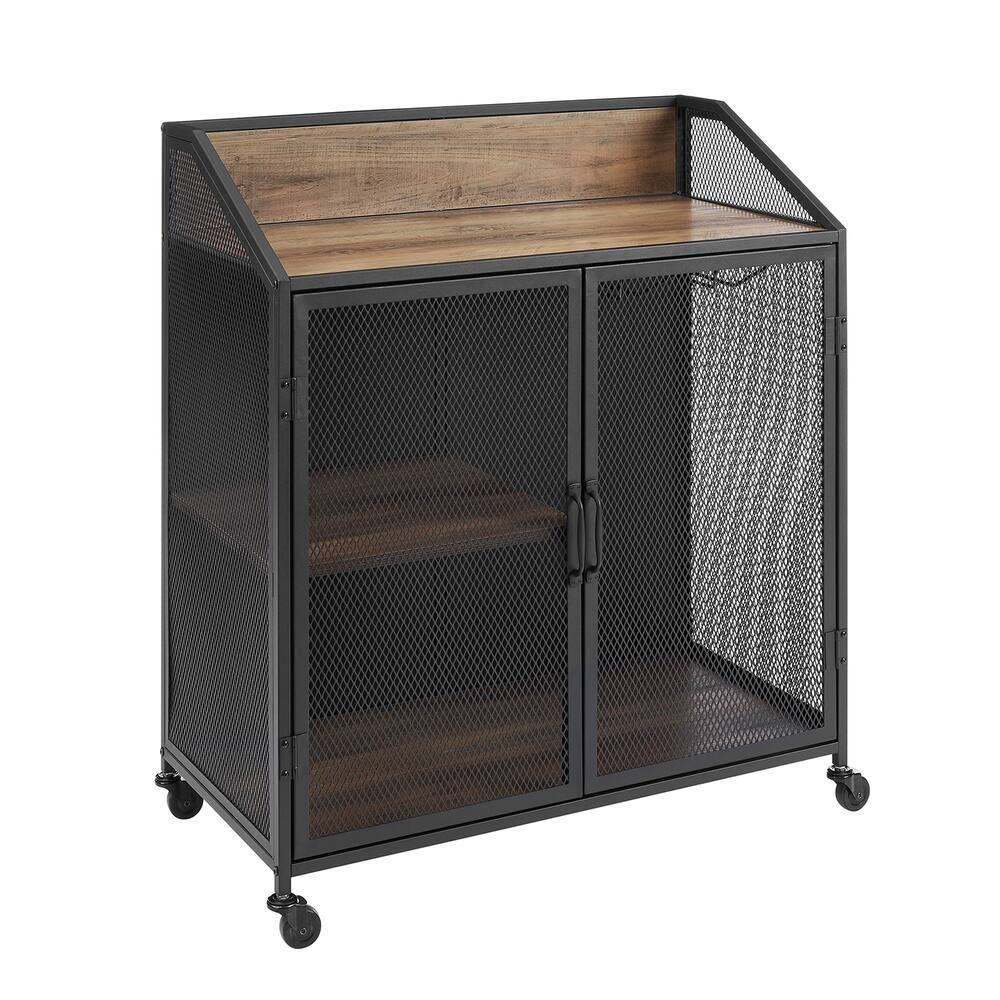 Walker Edison Lisburn Designs Urban Bar Cart, Oak/Black