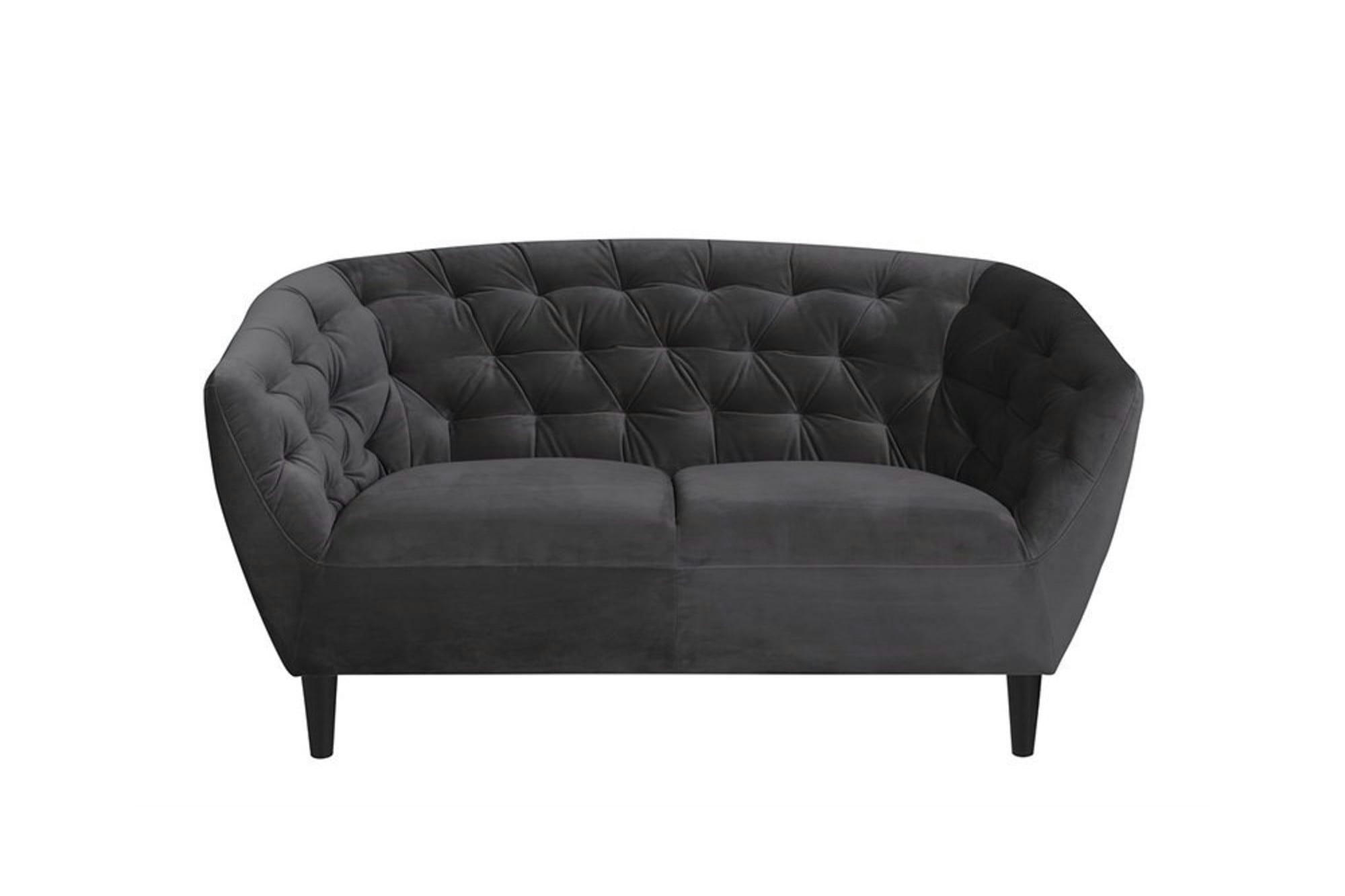 RIA - Canapé droit 2 places en velours capitonné L150