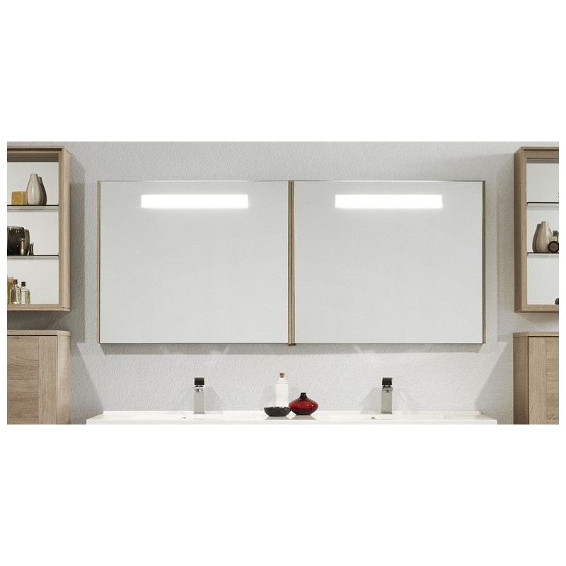 Miroir éclairant fluo horizontal taupe 80 cm