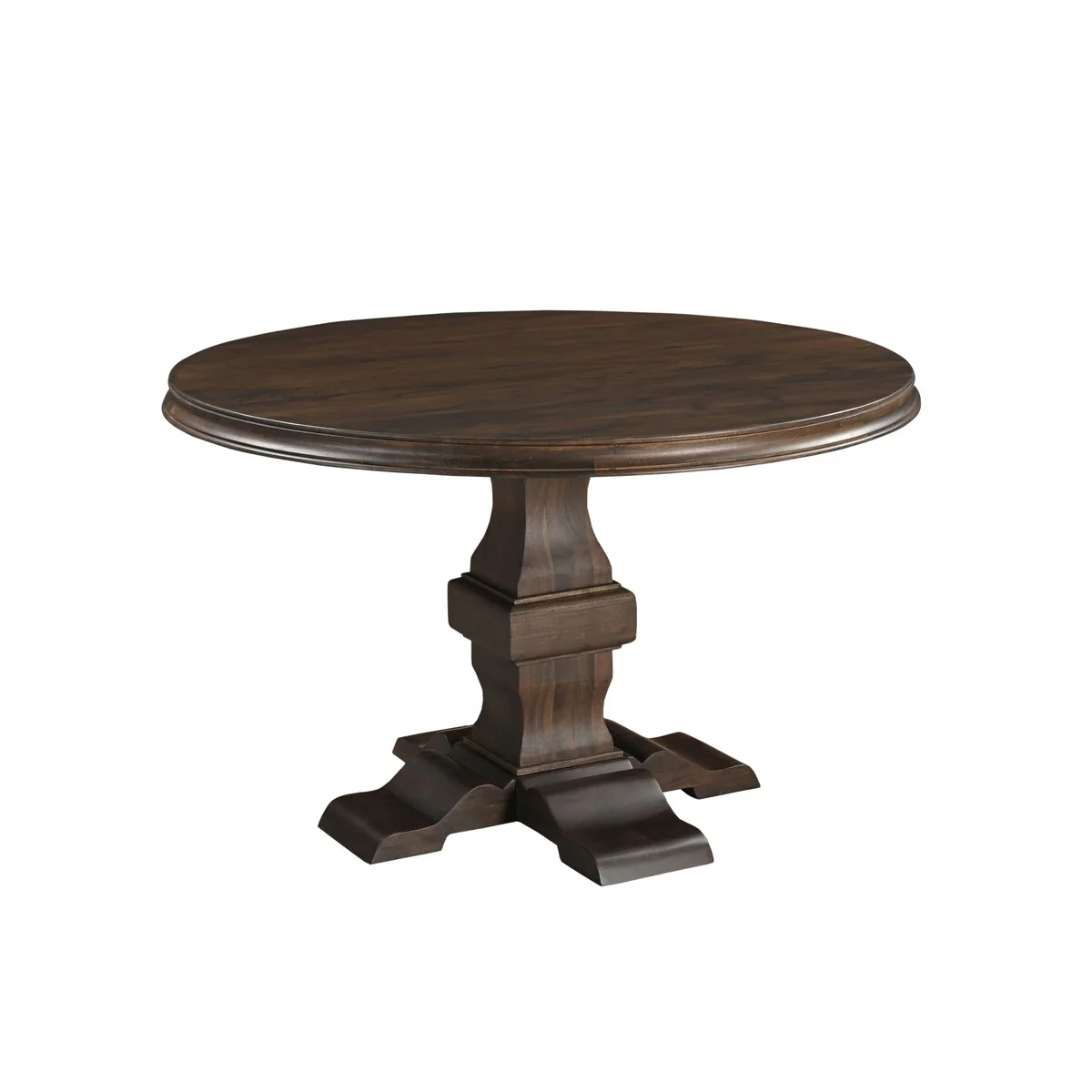 Riley 48 Round Solid Wood Pedestal Dining Table - Brown