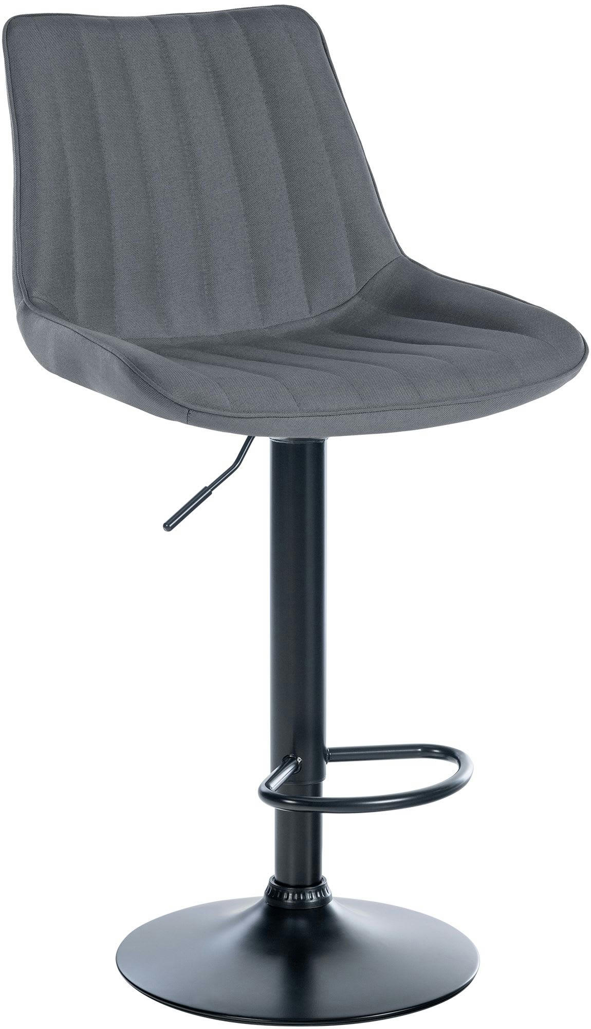 TONI - Tabouret de bar en tissu ajustable pivotant tissu Gris