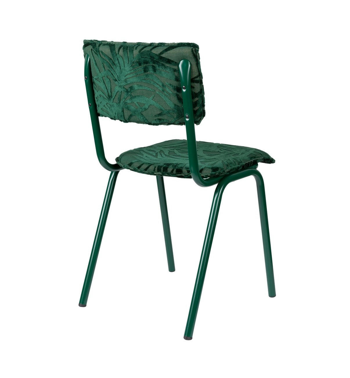 BACK TO MIAMI - Chaise de repas en velours brodé vert