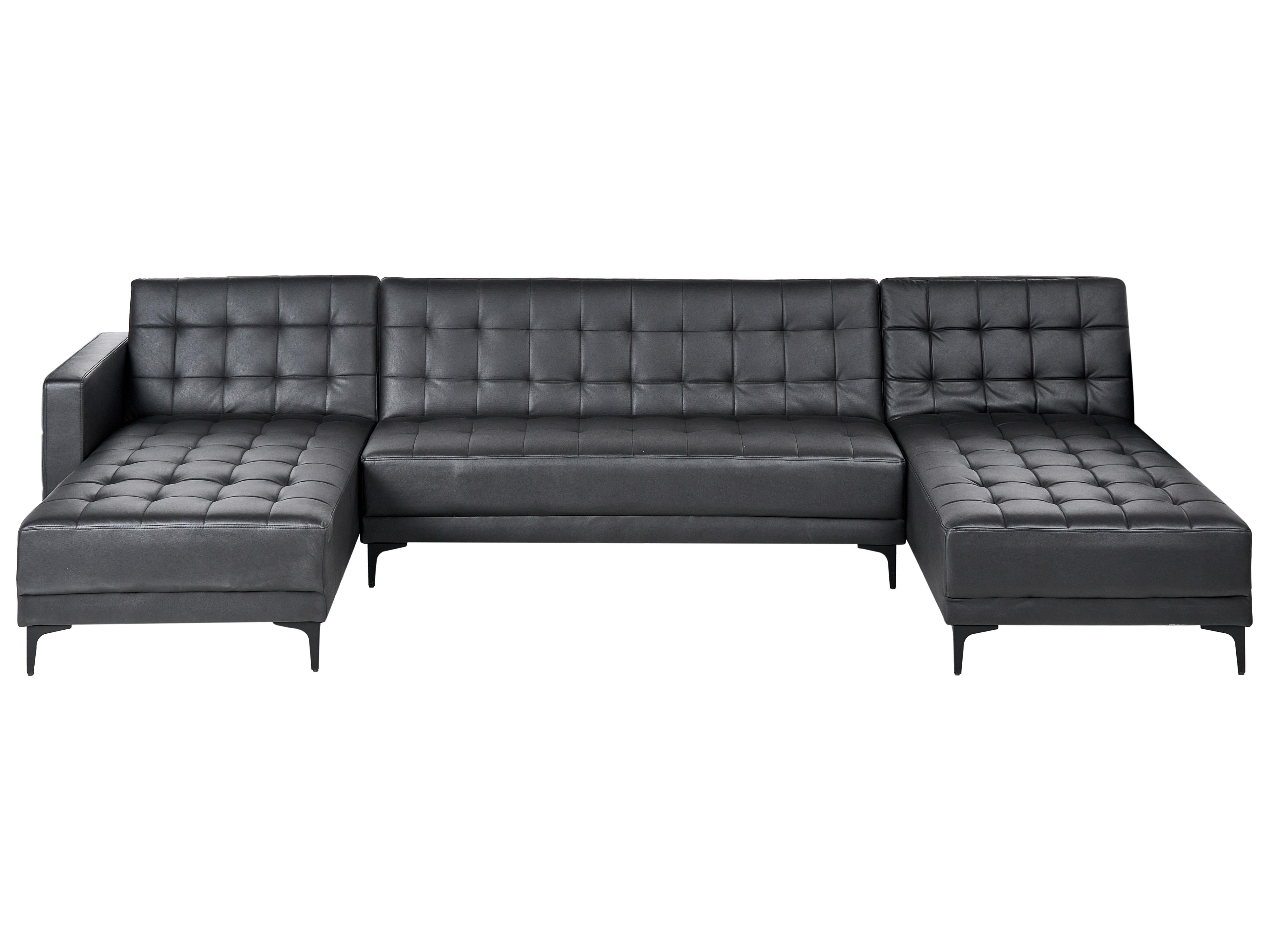 Sofa Bed 3 Seater ABERDEEN Faux Leather Black