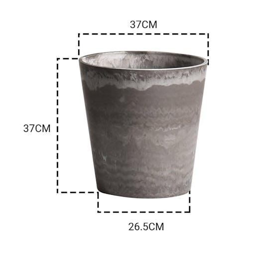 SOGA 2X 37cm Rock Grey Round Resin Tapered Plant Flower Pot in Cement Pattern Planter Cachepot for Indoor Home Office
