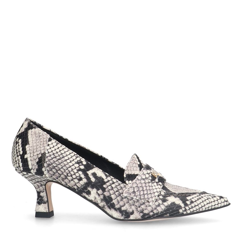 Manfield Slangenprint leren pumps