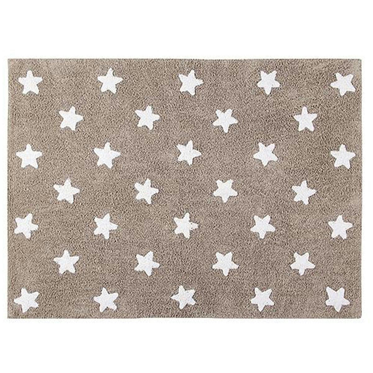 ÉTOILES - Tapis ethnique enfant en coton beige 120x160