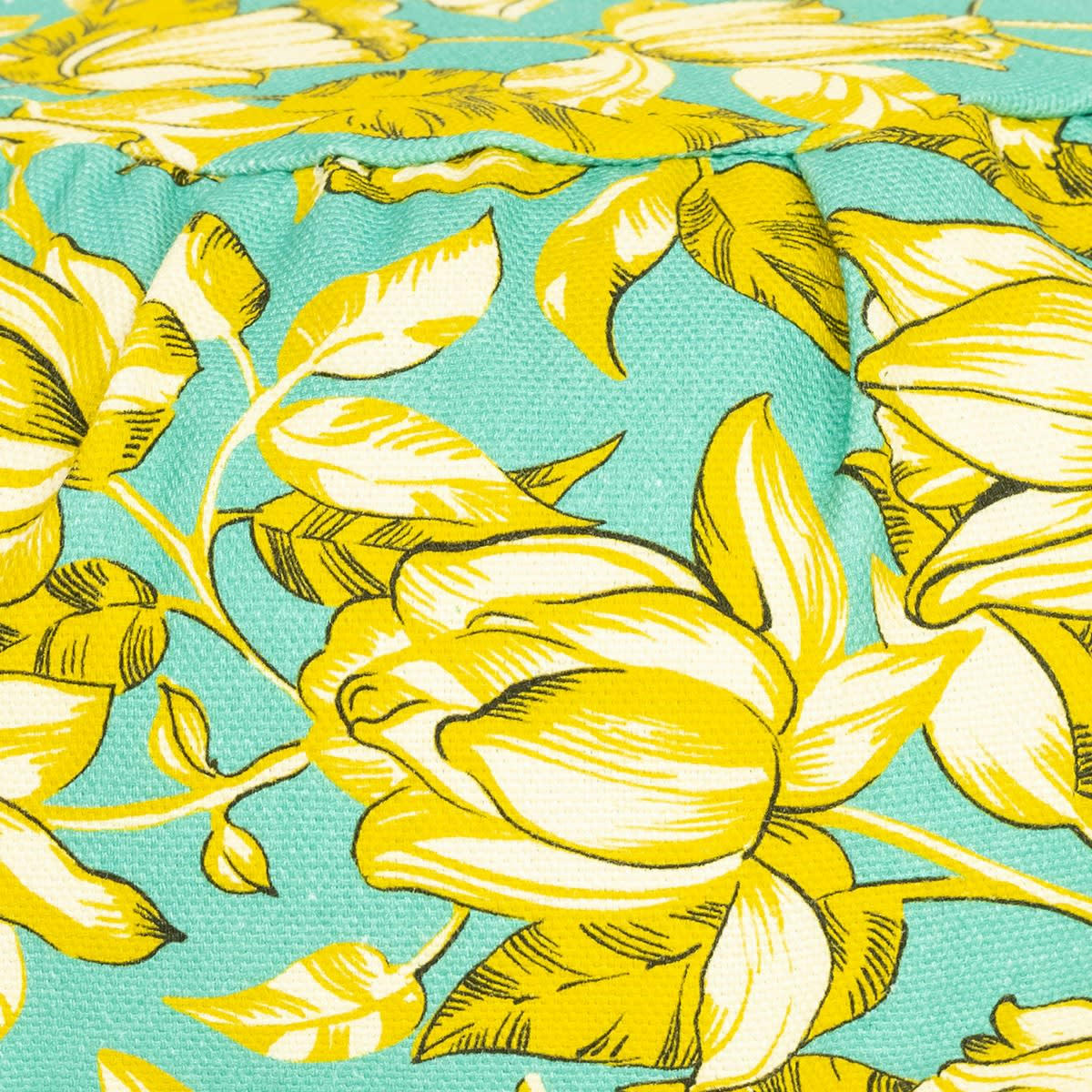 APONI - Coussin de méditation en coton imprimé fleuri turquoise