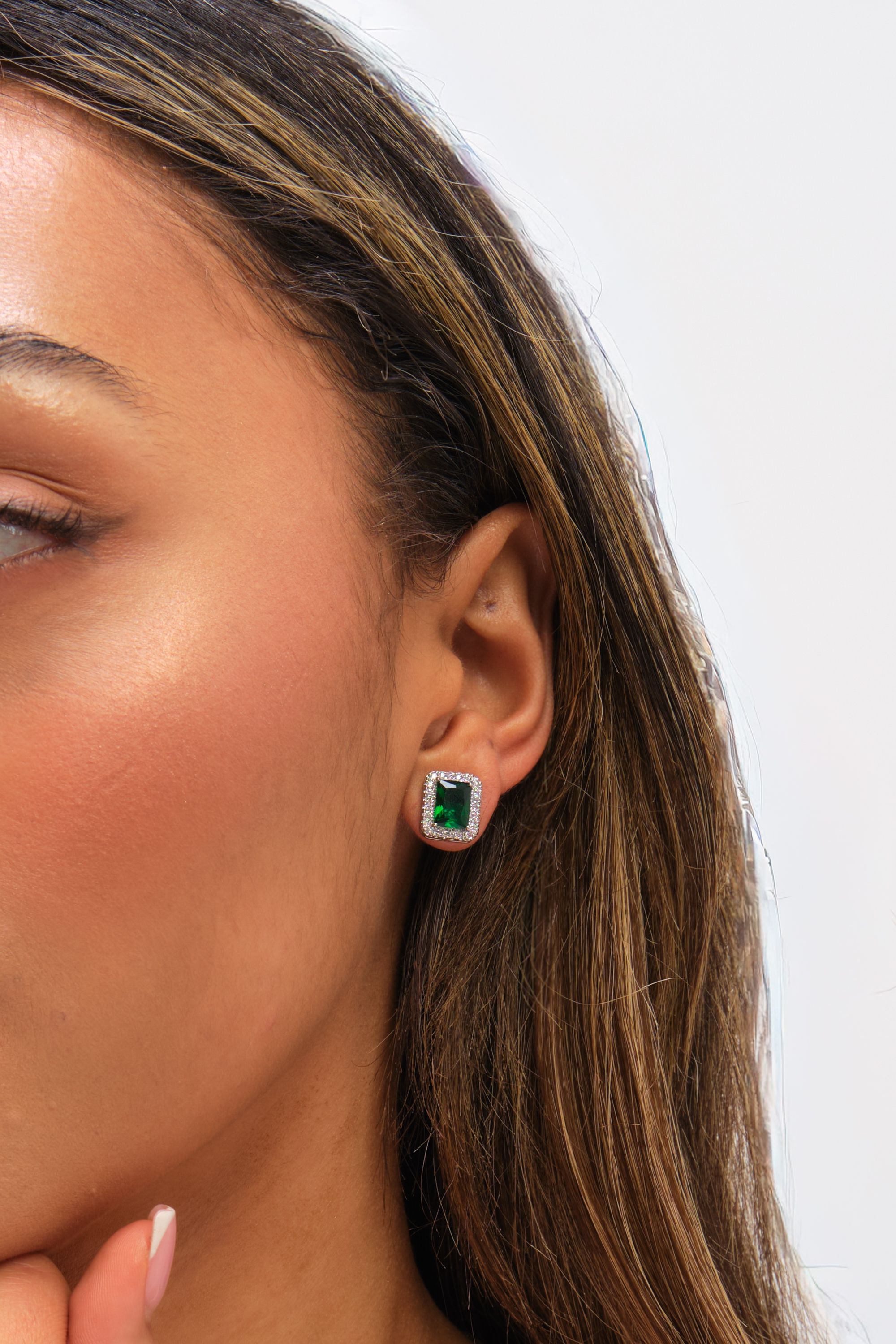 Jon Richard Cubic Zirconia Emerald Perfume Bottle Stud Earrings