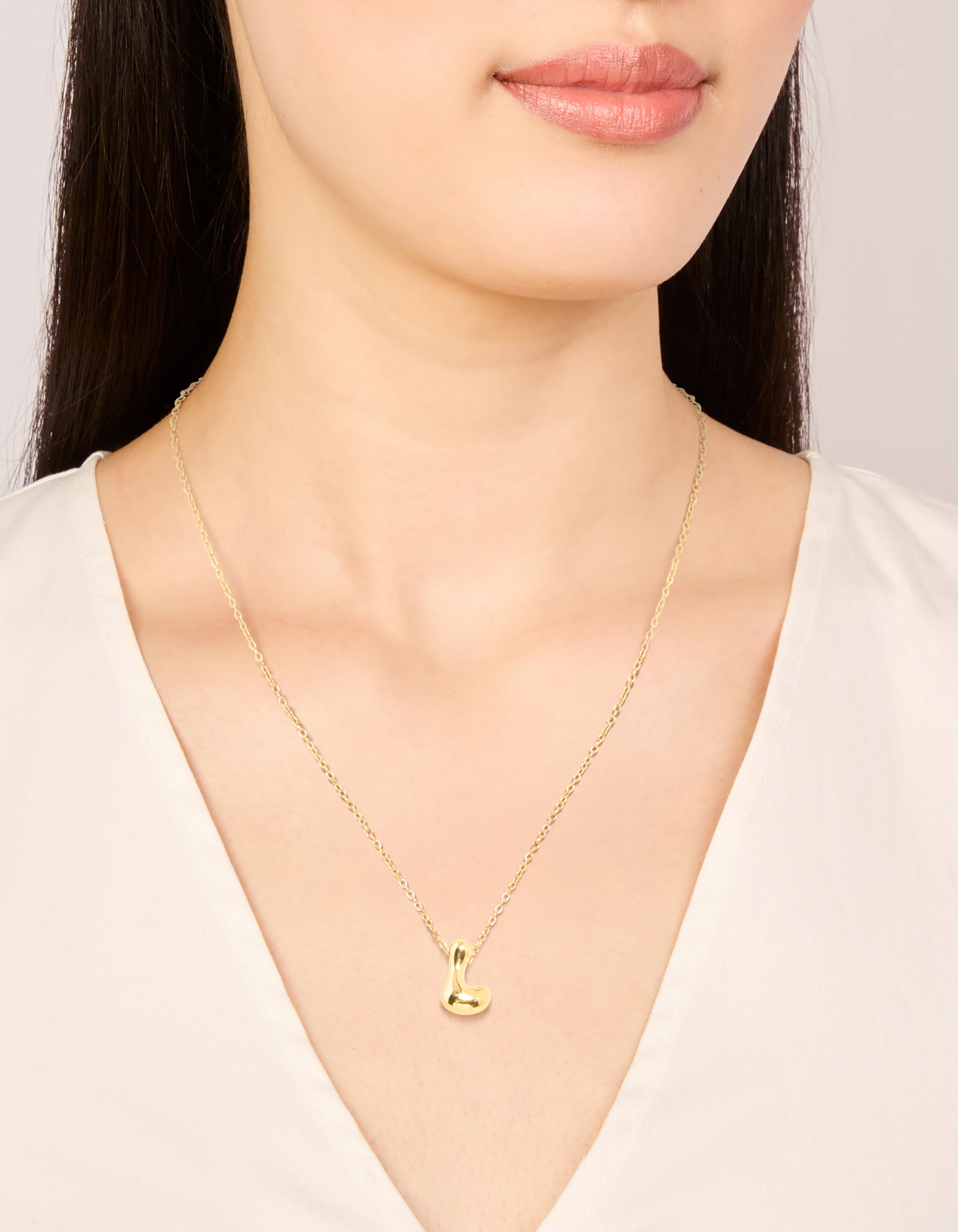 Waterproof Gold Plated Stainless Steel Large Bubble Letter L Necklace