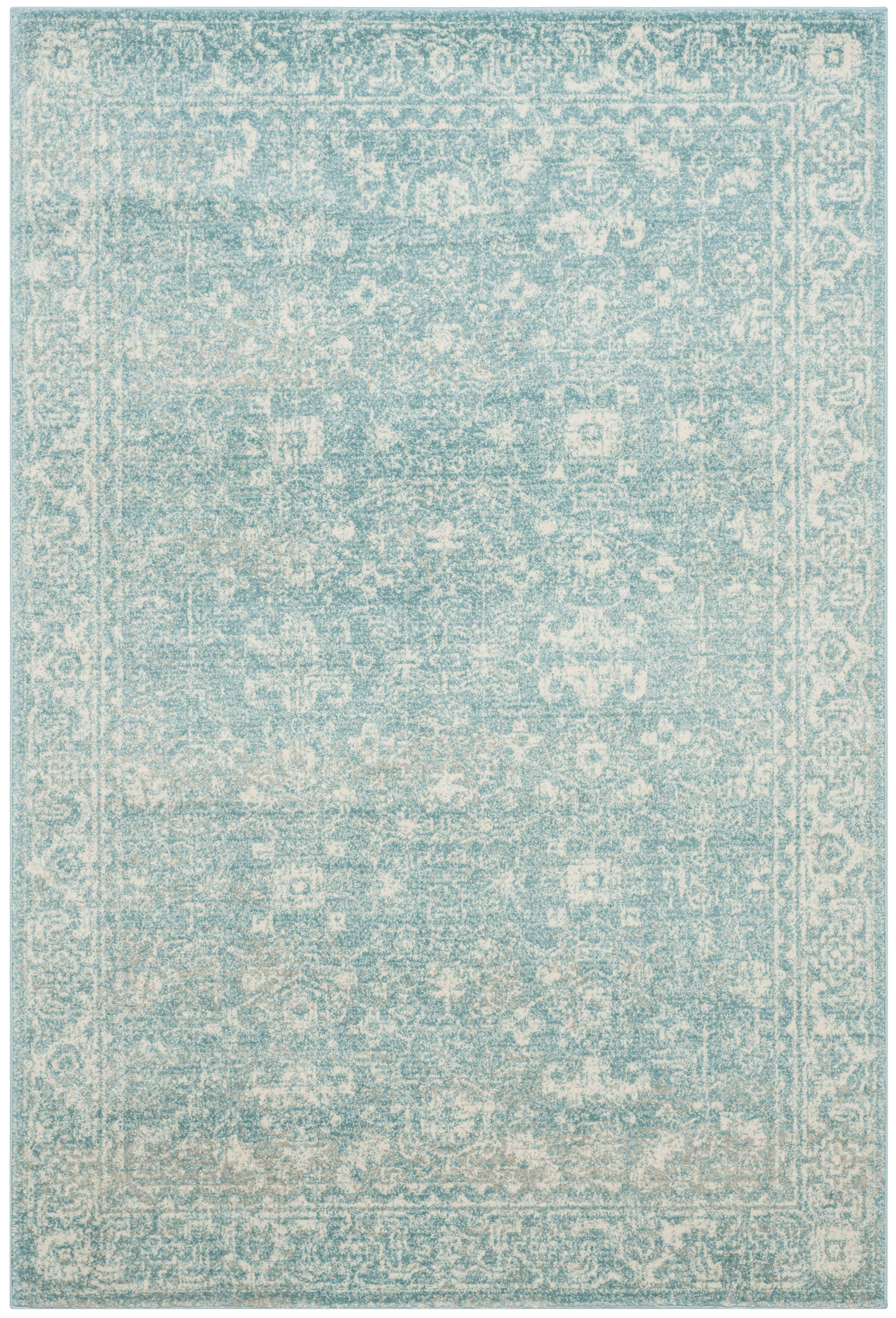 EVOKE - Tapis de salon interieur en bleu clair & ivoire, 155 x 229 cm