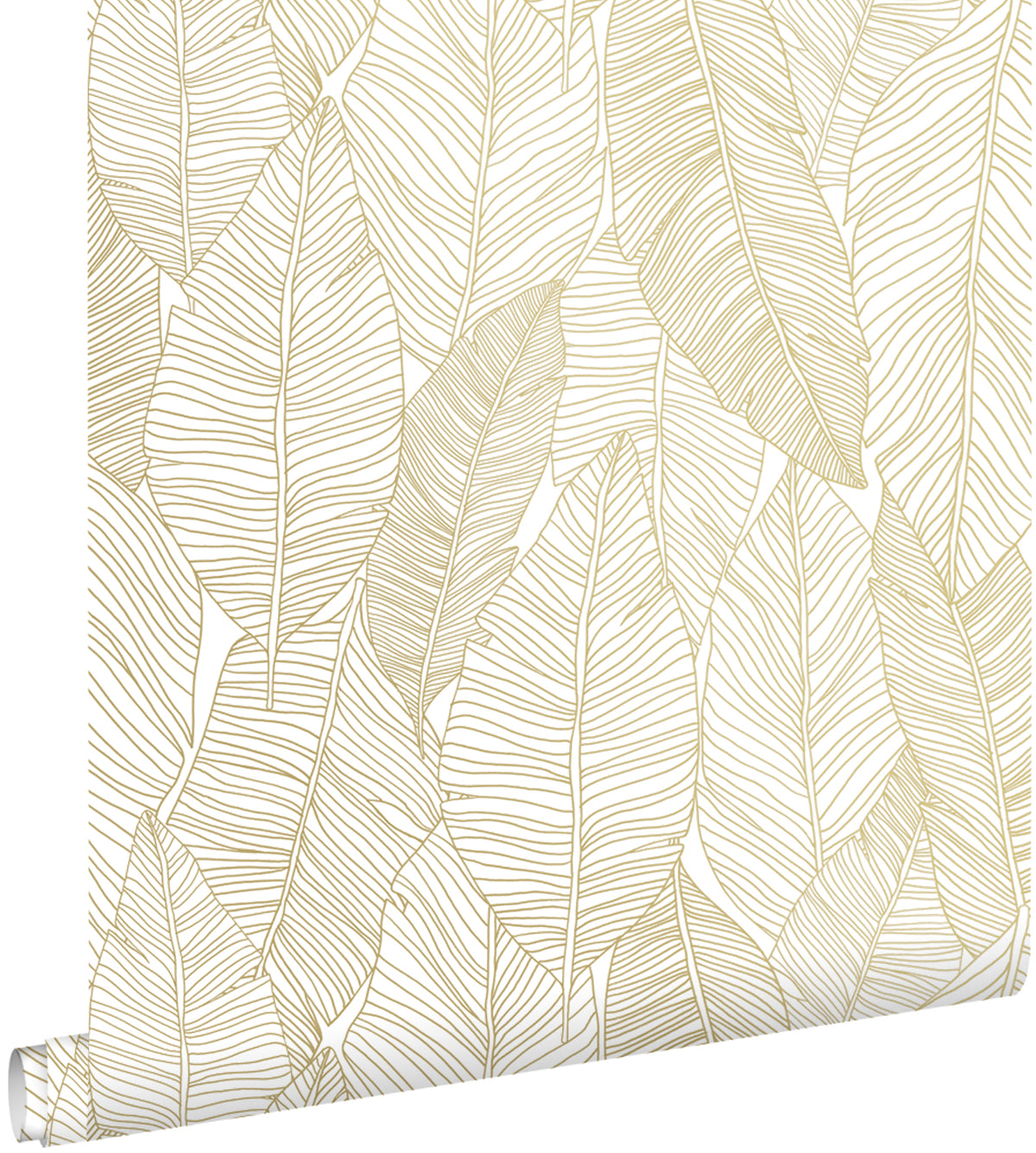 ESTAhome behang getekende bladeren wit en goud - 53 cm x 10.05 m - 139125