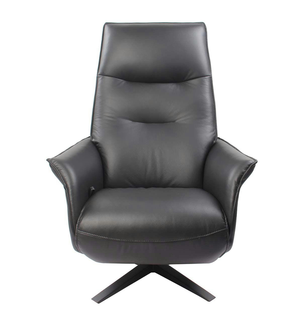 SATURNE - Fauteuil de Relaxation Manuel Design - Cuir Noir