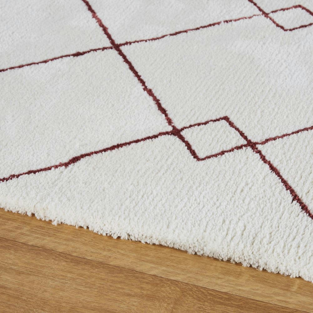 ELSULA - Tapis style berbère tufté terracotta et blanc 160x230