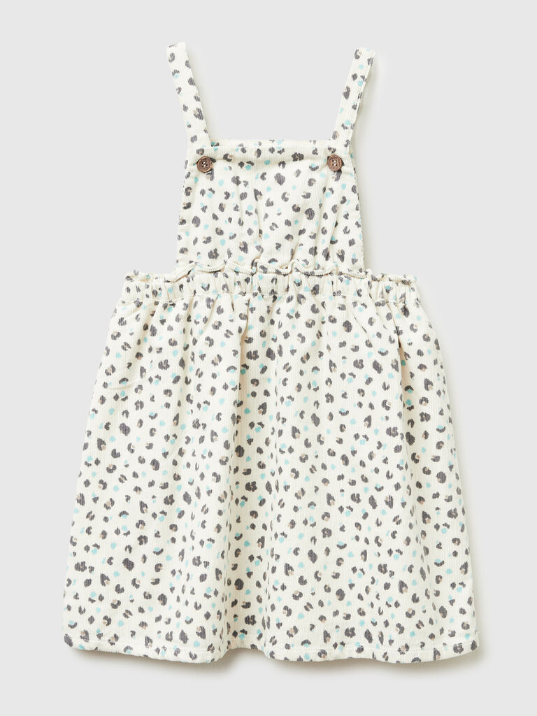 Patterned corduroy dungaree skirt