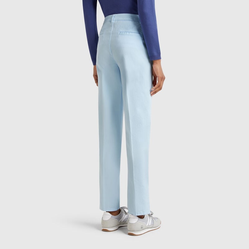 Sky blue slim fit cotton chinos