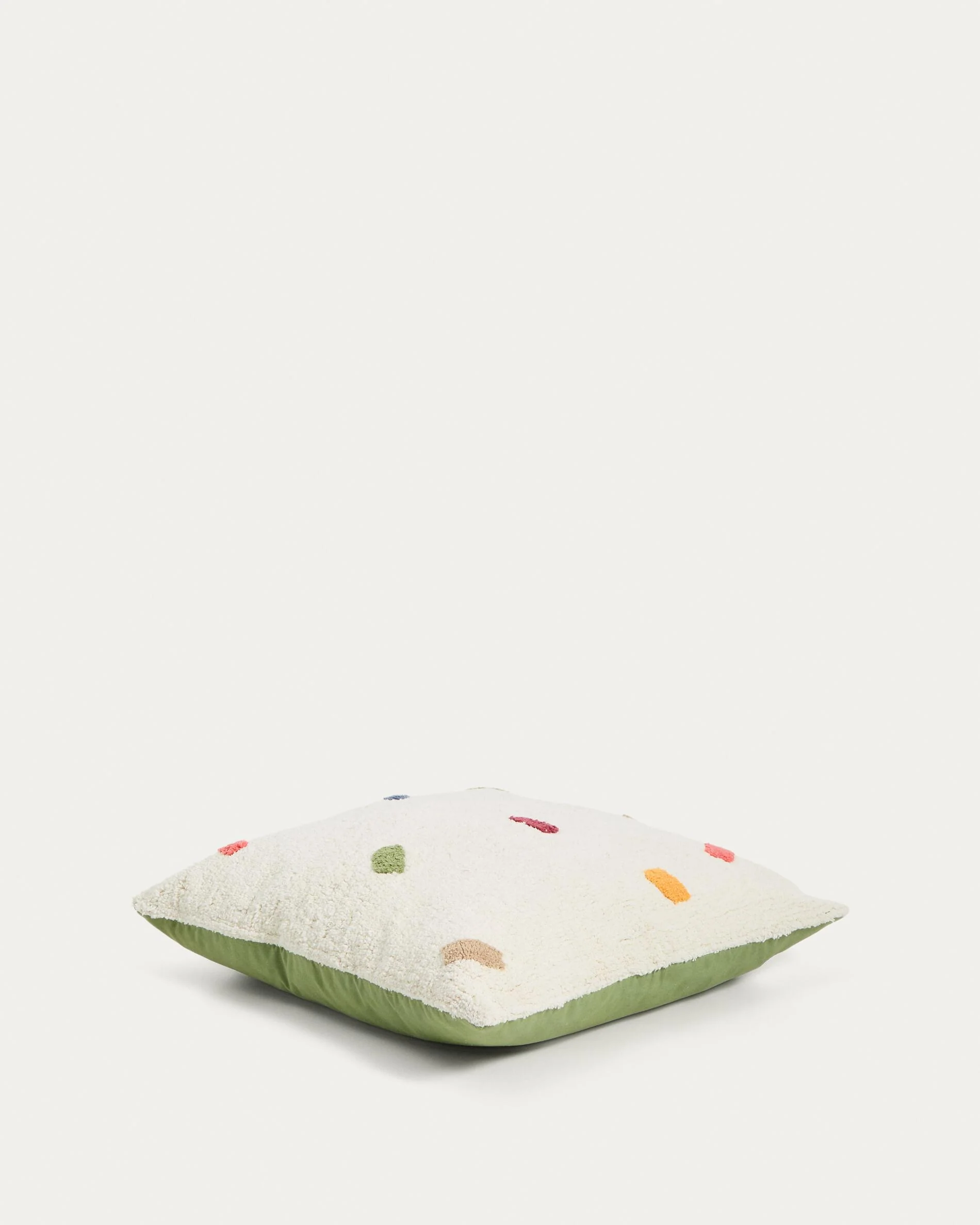 Epifania floor cushion cover 100% white cotton with multicolour dots