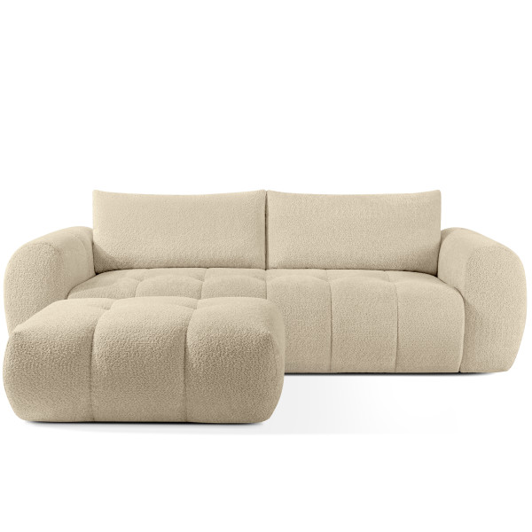 KONSIMO LIRA Sofa i puf, zestaw mebli do salonu, funkcja spania, japandi
