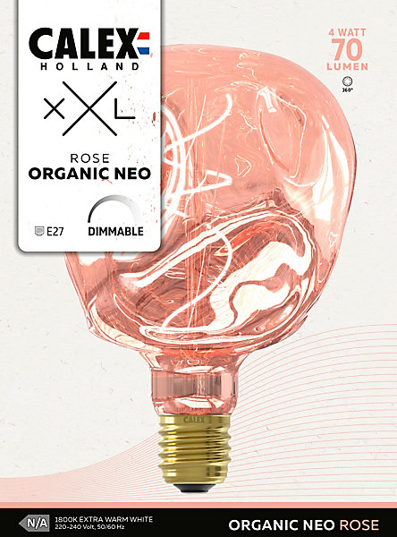 Ampoule LED à filament spirale E27 globe 70lm blanc chaud verre miroir rose métallisé Calex