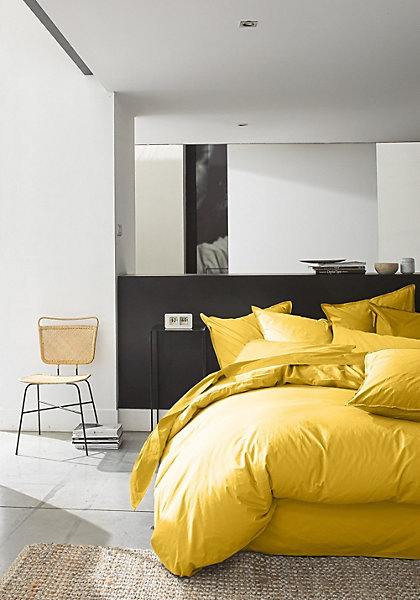 Housse de couette 220 x 240 cm Percale de coton lavé jaune