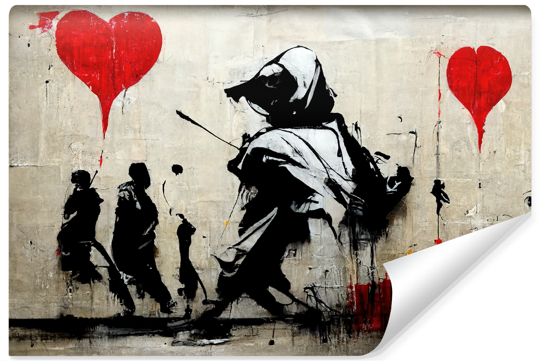 Fototapeta Graffiti z Ludźmi i Sercami 90x60cm