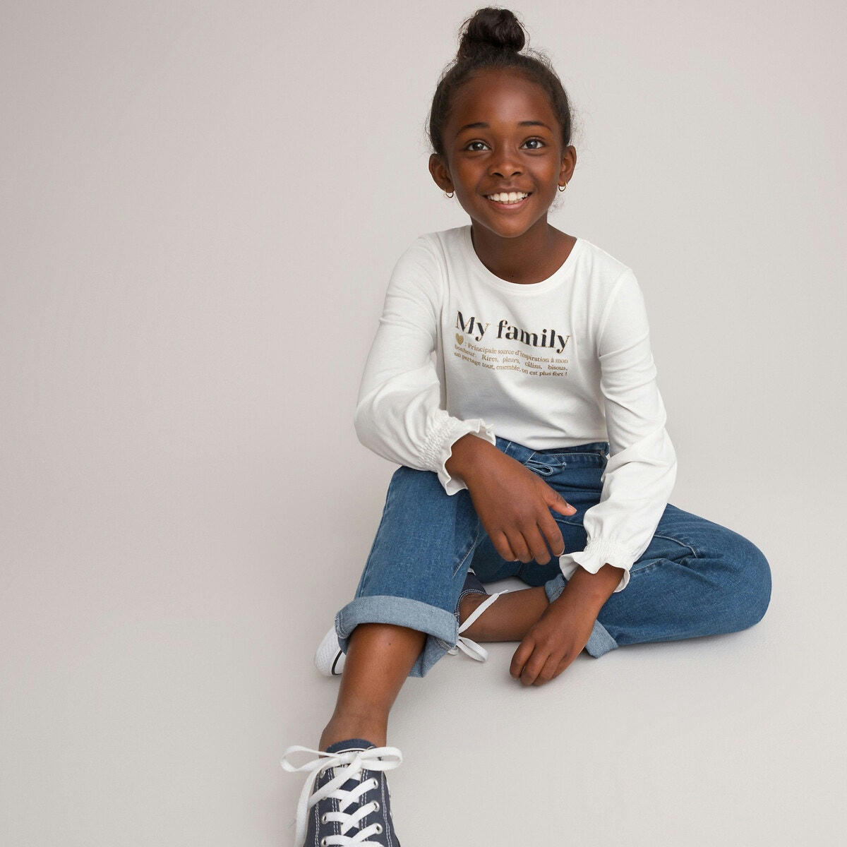 T-shirt manches longues, message imprimé devant