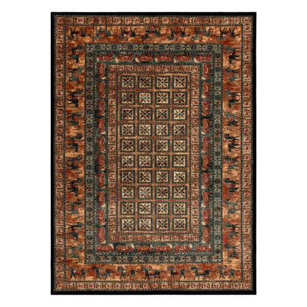 Dywan wełniany KASHQAI 4301 500 orientalny, ramka beż / 67x130 cm
