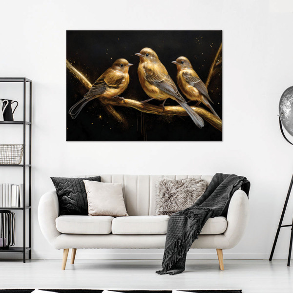 Feeby Obraz na płótnie, Ptaki Zwierzęta Złoto 60x40