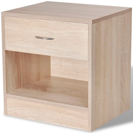 NNEVL Nightstand 2 pcs with Drawer Oak Colour
