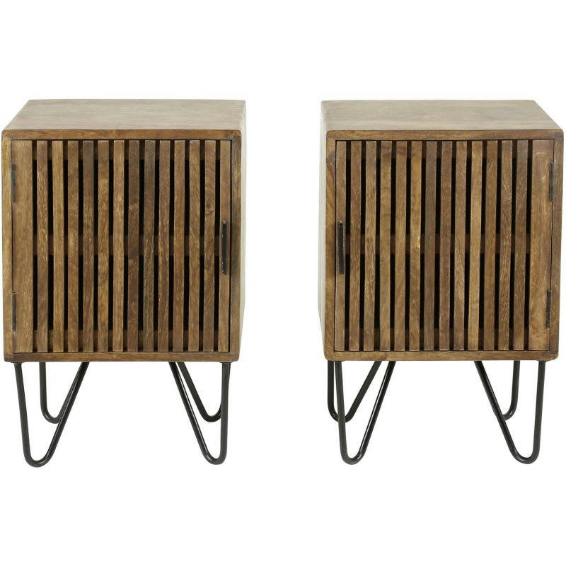 JARED - Ensemble de 2 Chevets industriels en manguier massif