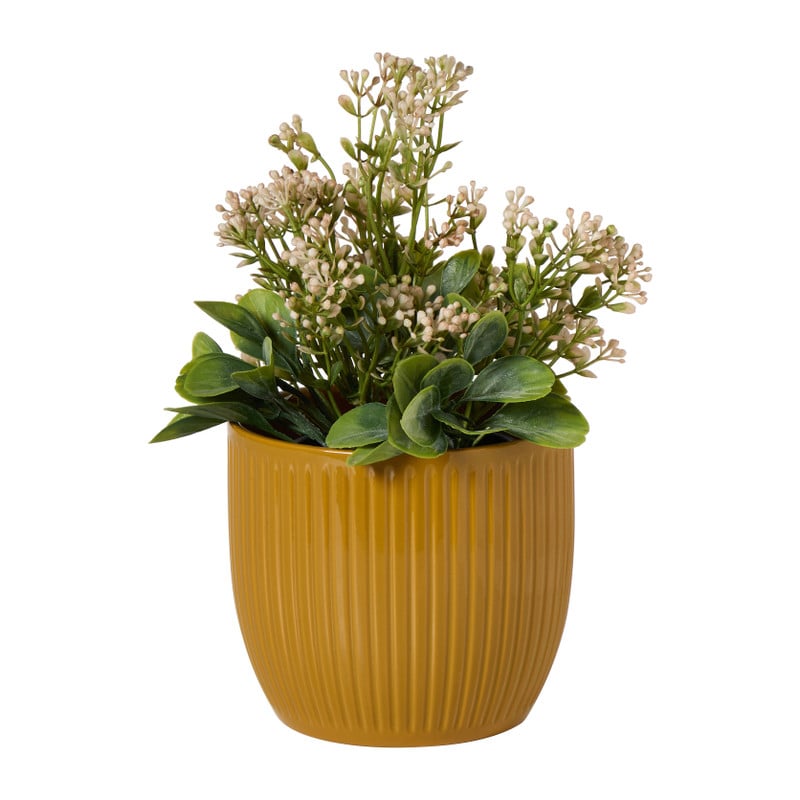 Bloempot rib - geel - &Oslash;13x12 cm