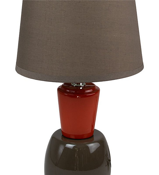 Lampe a poser pied ceramique orange et marron chocolat luminaire