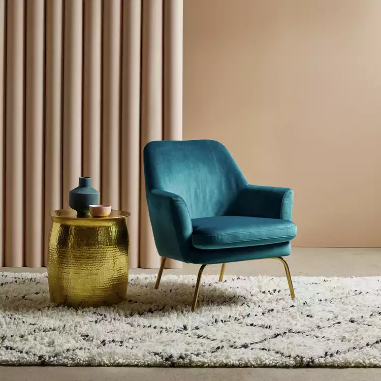 Habitat Celine Velvet Accent Chair - Blue