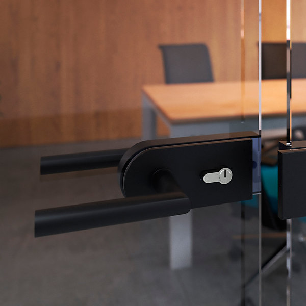 Emuca Poignées pour serrures de portes de verre pour intérieur, Modèle en L-R, Aluminium, Noir