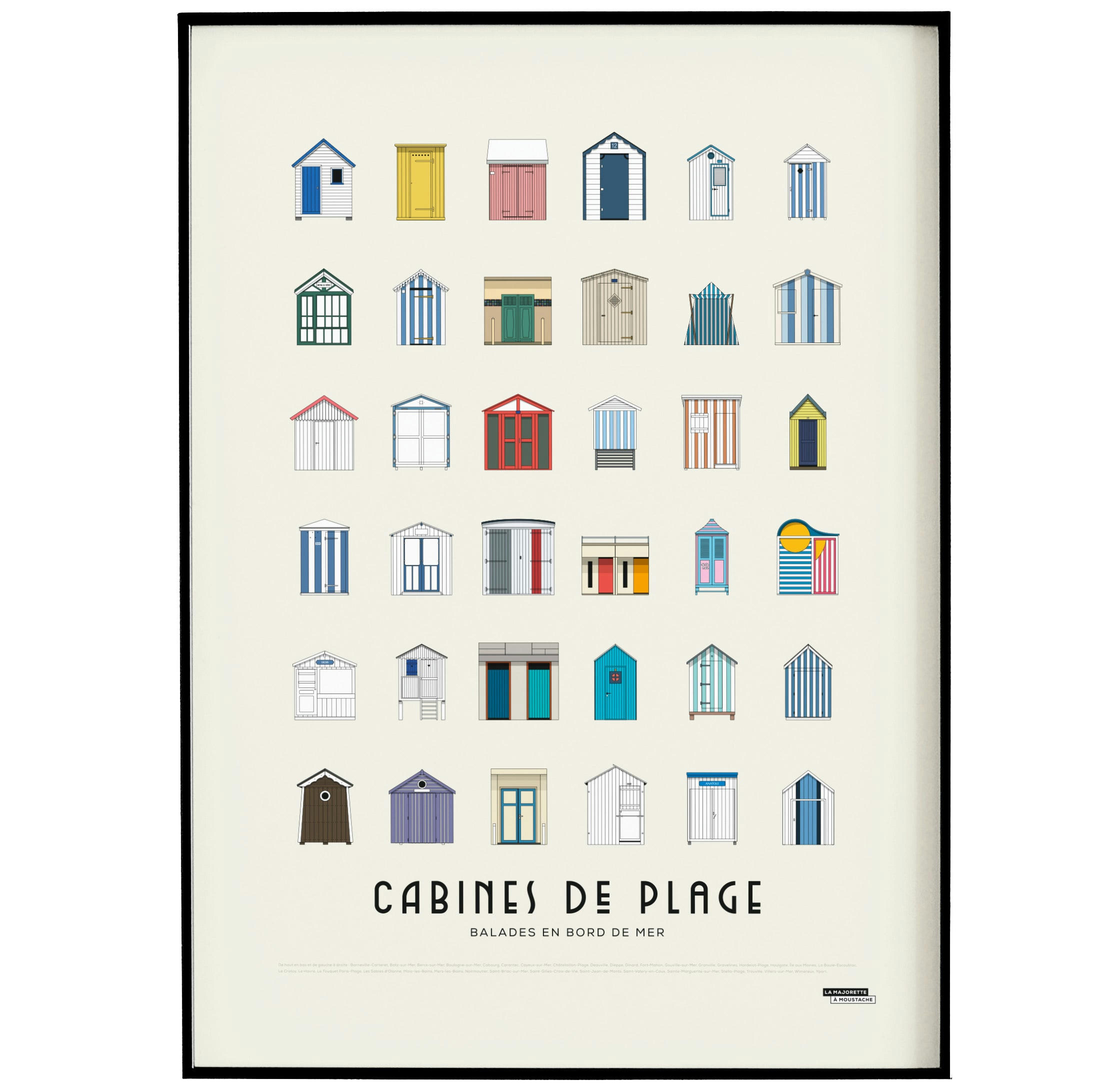 - Affiche d'art cabines de plage 50 X 70 cm