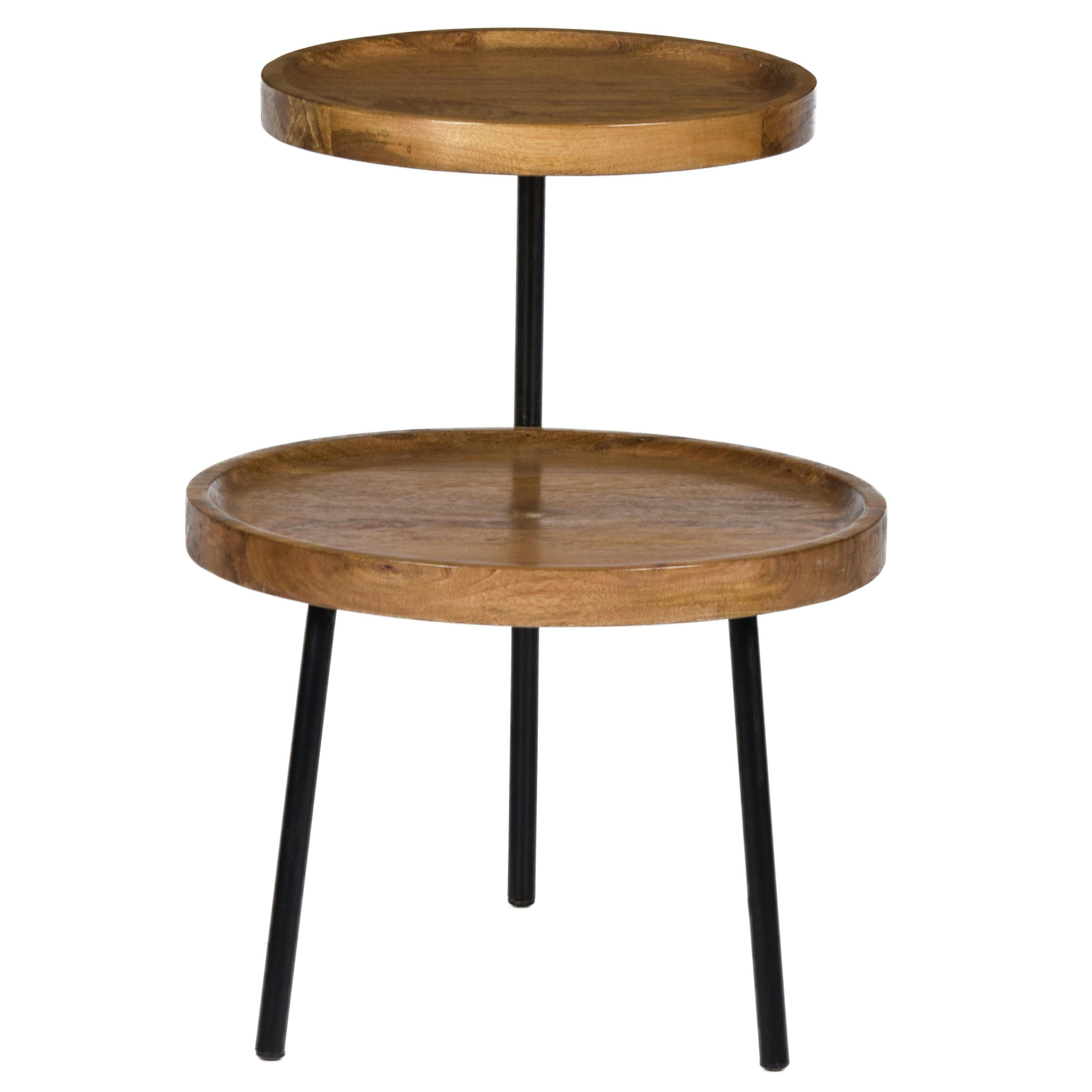 RUBY - RUBY-Bout de canapé diam.45 cm en Manguier et métal noir