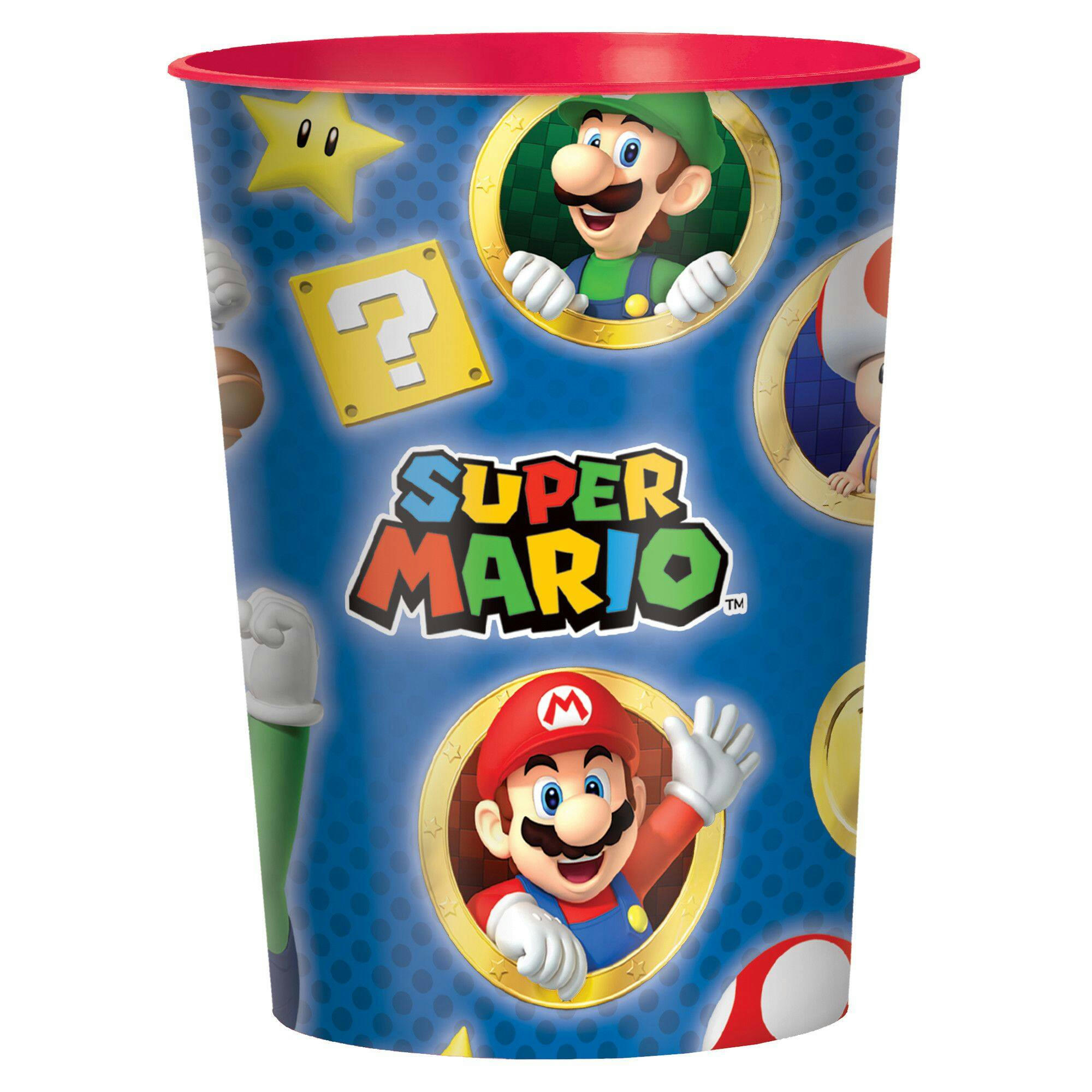 Nintendo Super Mario Bros Plastic Reusable Favour Cup, Blue, 16-oz, for Birthday Party