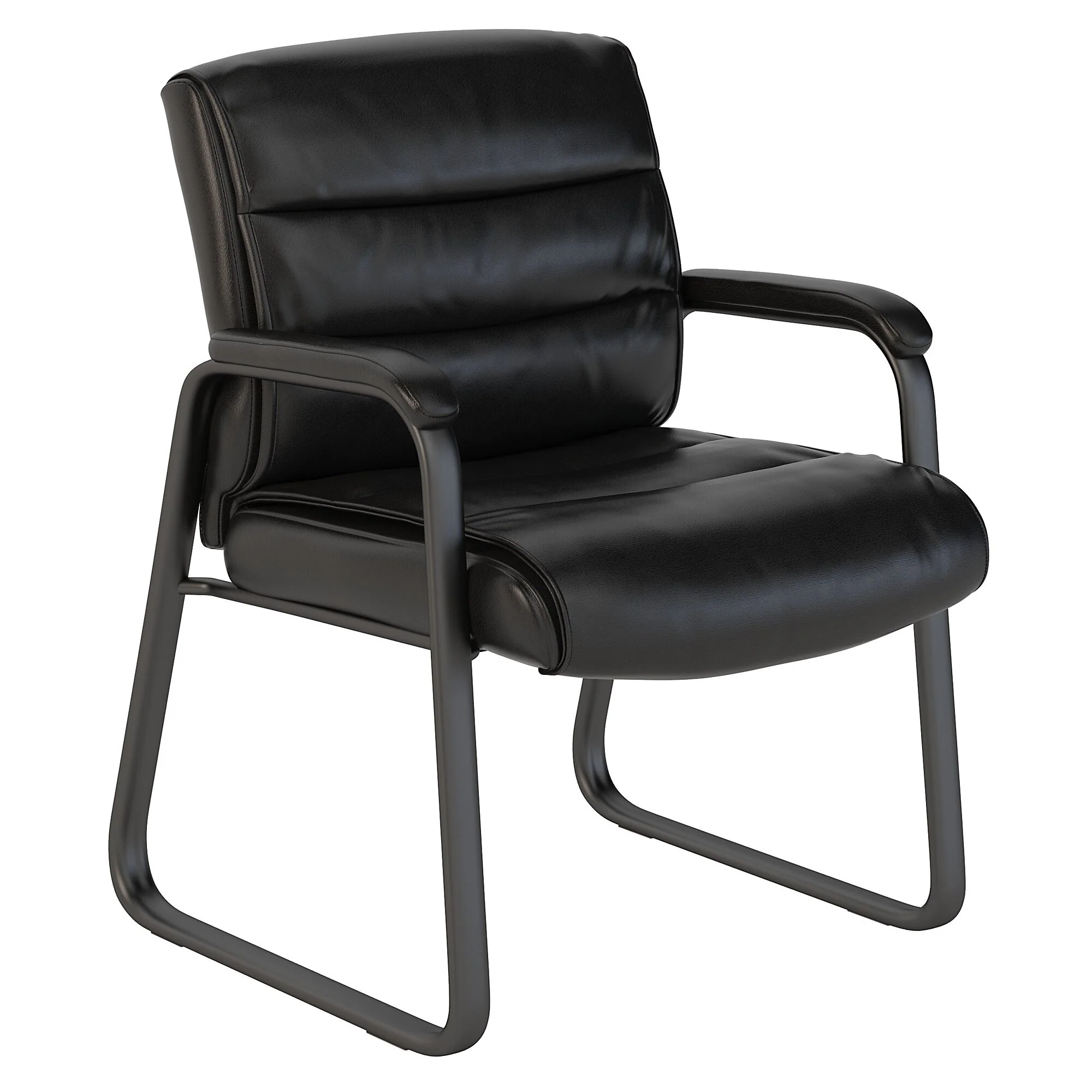 Bush Business Furniture Soft Sense Leather Guest Chair in Black