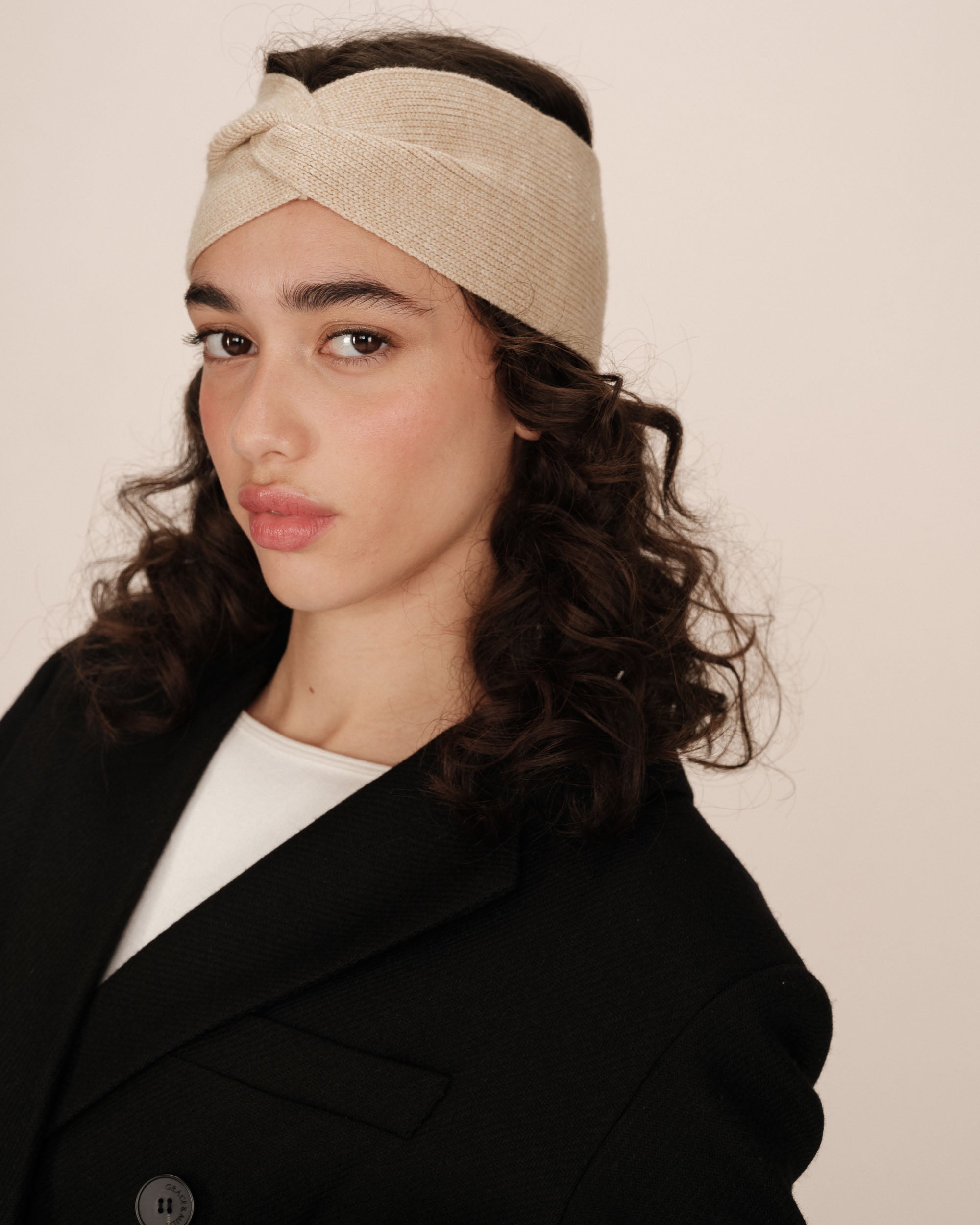 Bandeau en maille vanille Saladin