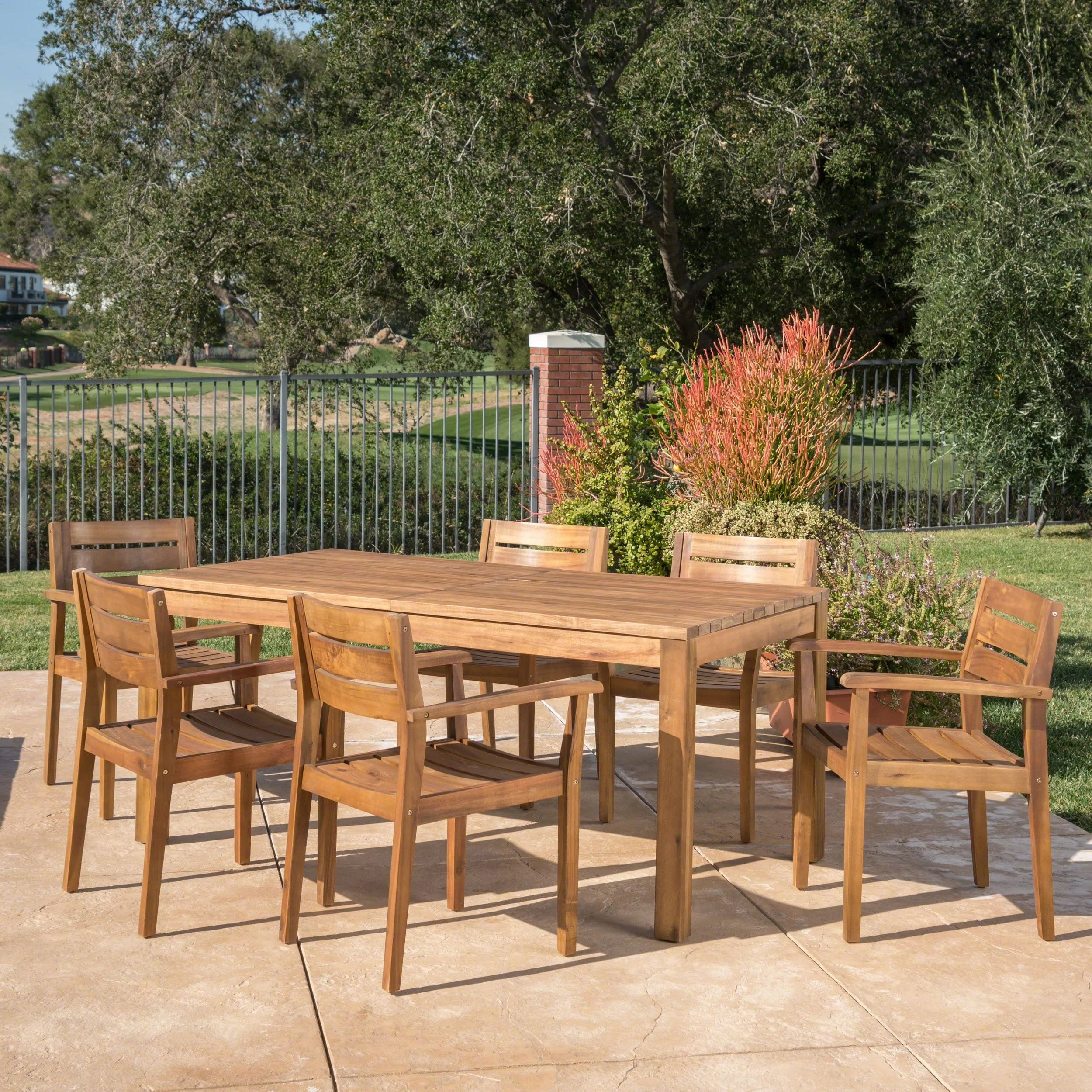 Wilson Outdoor Wood Expandable Rectangle Dining Set by Christopher Knight Home