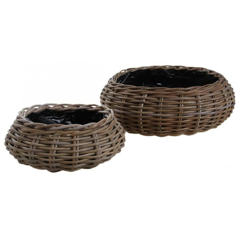 - Jardinière ronde en poelet gris, diamètre 37 cm