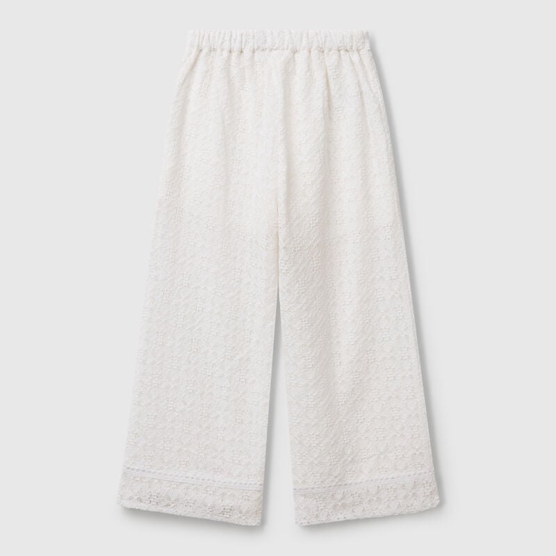 Wide leg trousers in lace