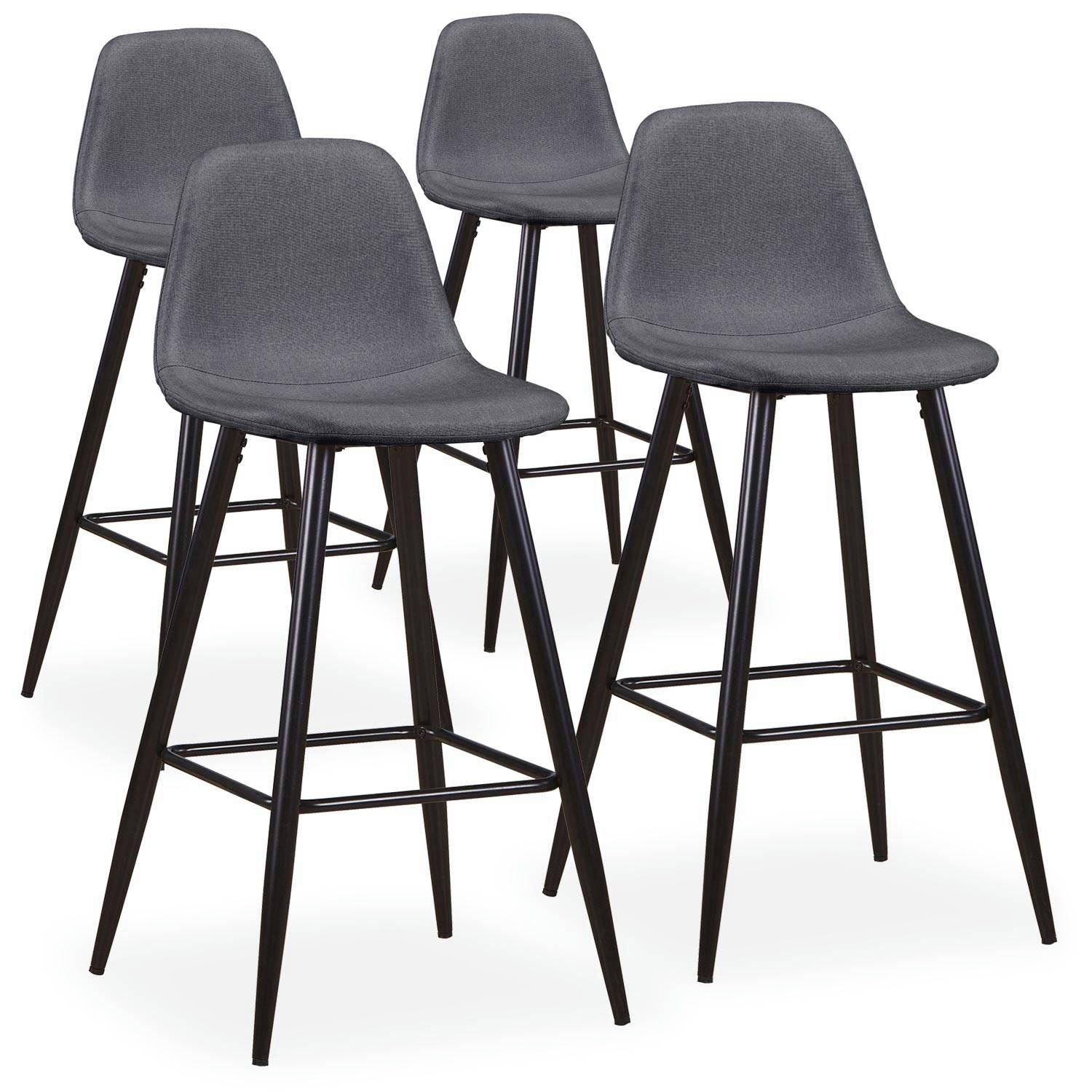 JODY - Lot de 4 chaises de bar tissu gris
